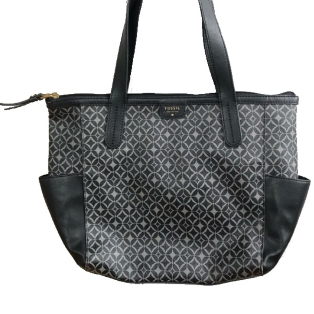 Fossil | Diamond pattern leather tote bag